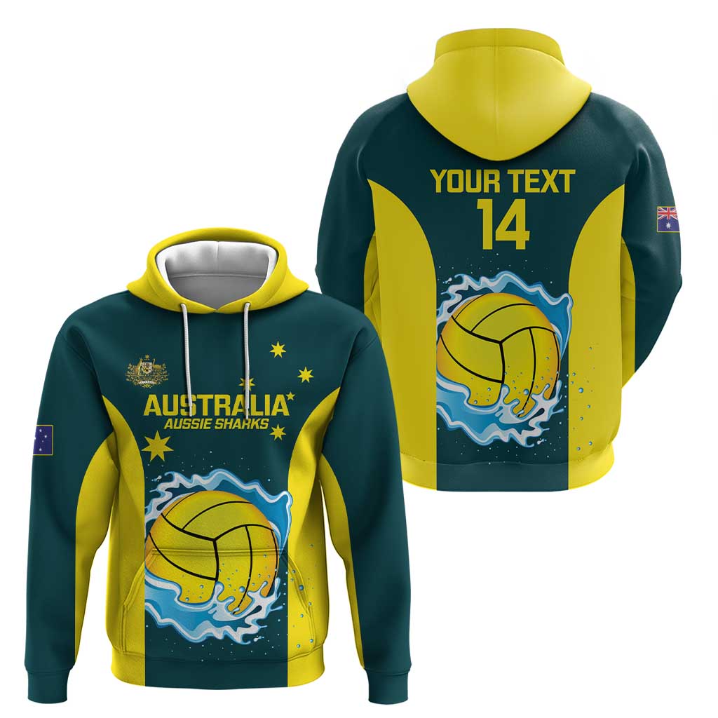 Custom Australia Water Polo 2024 Hoodie Aussie Shark National Color Version