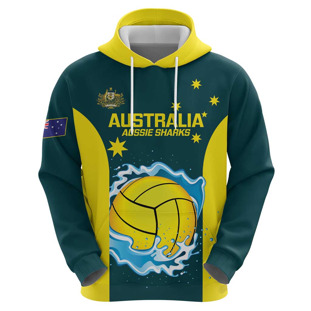 Custom Australia Water Polo 2024 Hoodie Aussie Shark National Color Version