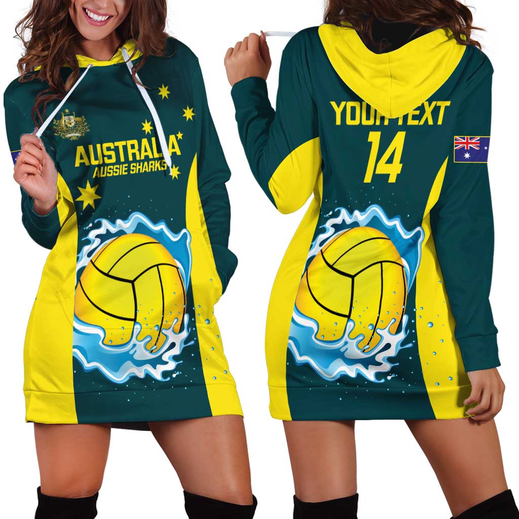 Custom Australia Water Polo 2024 Hoodie Dress Aussie Shark National Color Version