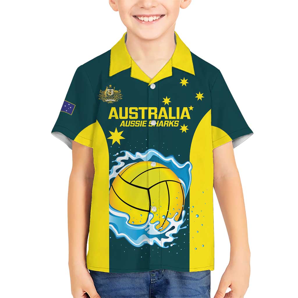 Custom Australia Water Polo 2024 Kid Hawaiian Shirt Aussie Shark National Color Version