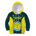 Custom Australia Water Polo 2024 Kid Hoodie Aussie Shark National Color Version