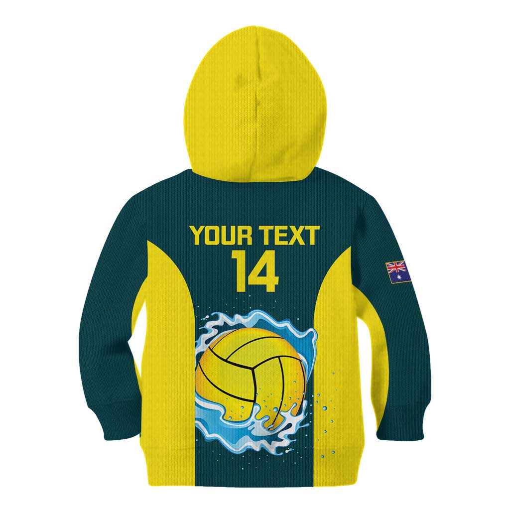 Custom Australia Water Polo 2024 Kid Hoodie Aussie Shark National Color Version