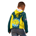 Custom Australia Water Polo 2024 Kid Hoodie Aussie Shark National Color Version