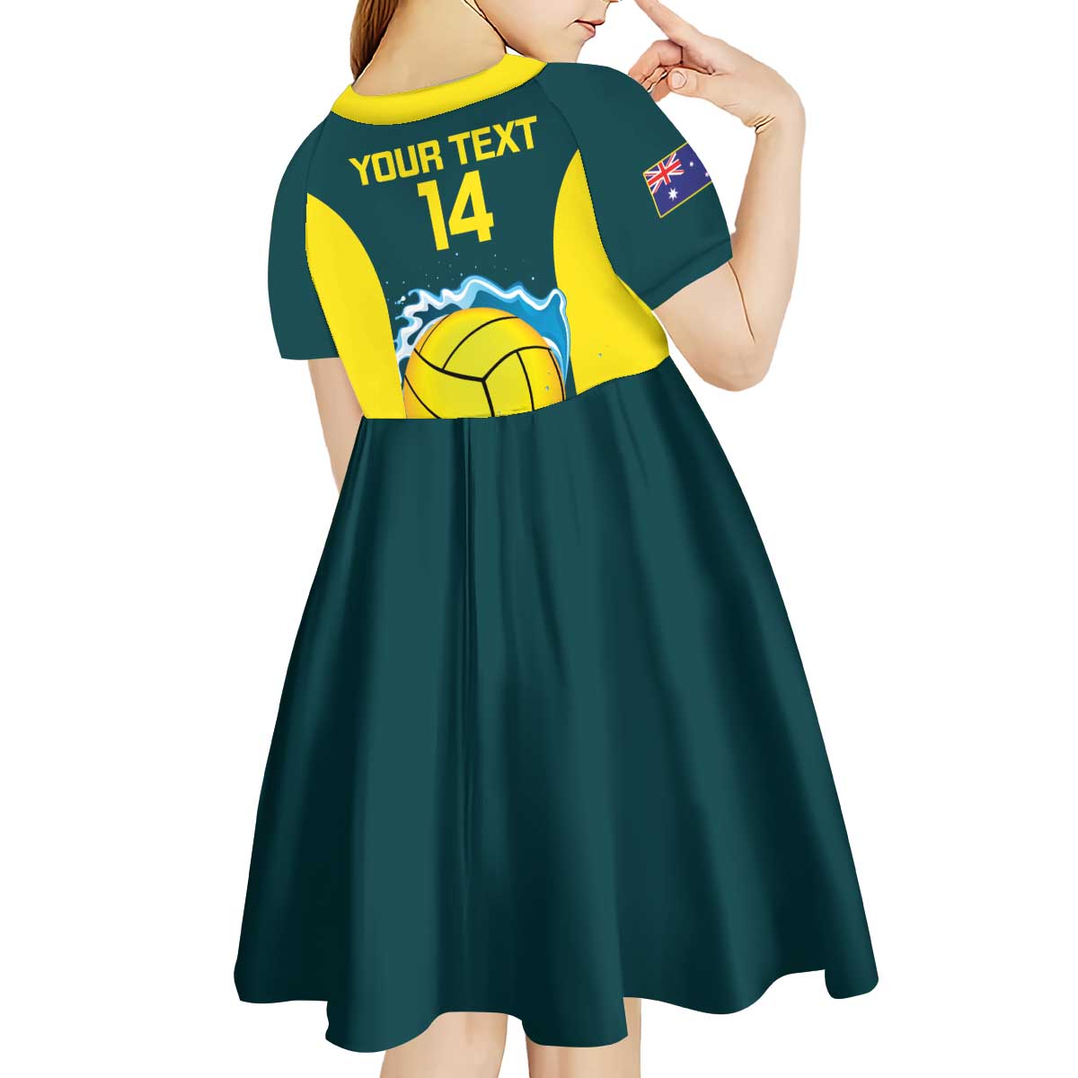 Custom Australia Water Polo 2024 Kid Short Sleeve Dress Aussie Shark National Color Version
