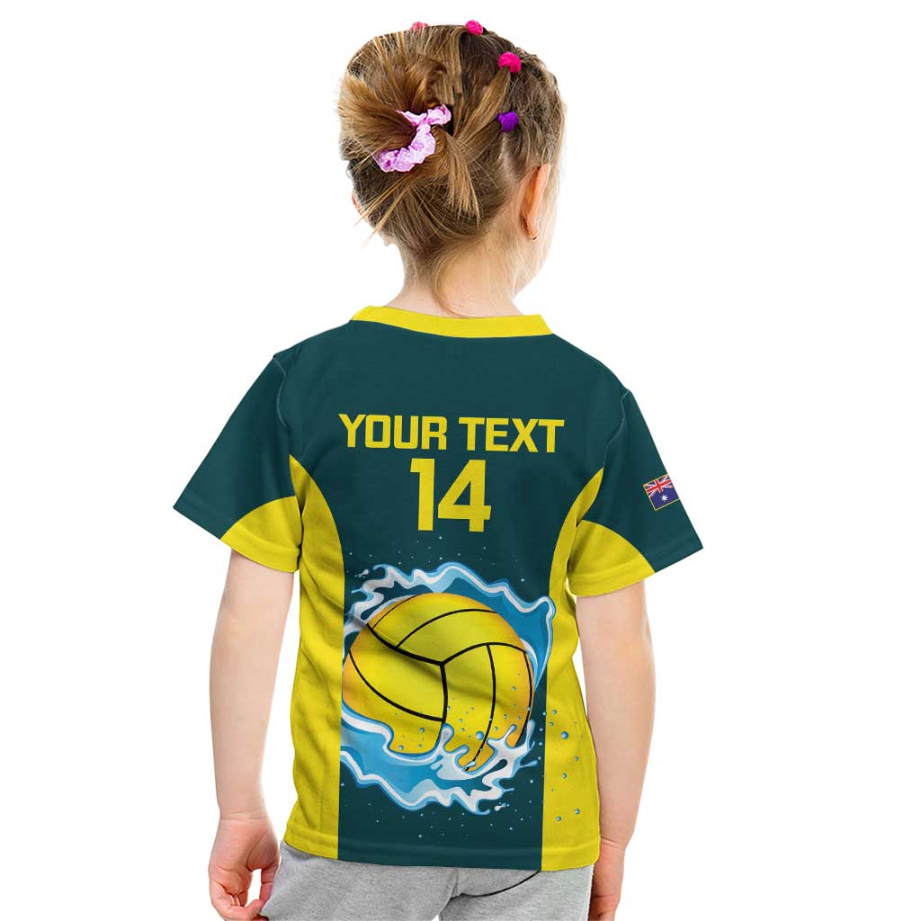 Custom Australia Water Polo 2024 Kid T Shirt Aussie Shark National Color Version