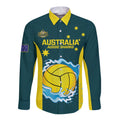 Custom Australia Water Polo 2024 Long Sleeve Button Shirt Aussie Shark National Color Version