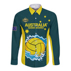 Custom Australia Water Polo 2024 Long Sleeve Button Shirt Aussie Shark National Color Version
