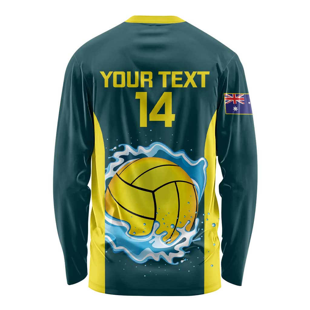 Custom Australia Water Polo 2024 Long Sleeve Shirt Aussie Shark National Color Version