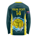 Custom Australia Water Polo 2024 Long Sleeve Shirt Aussie Shark National Color Version