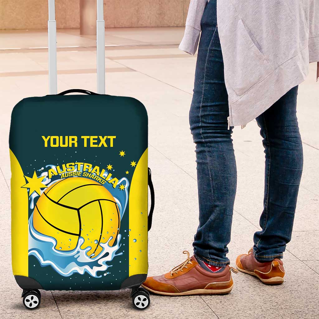 Custom Australia Water Polo 2024 Luggage Cover Aussie Shark National Color Version