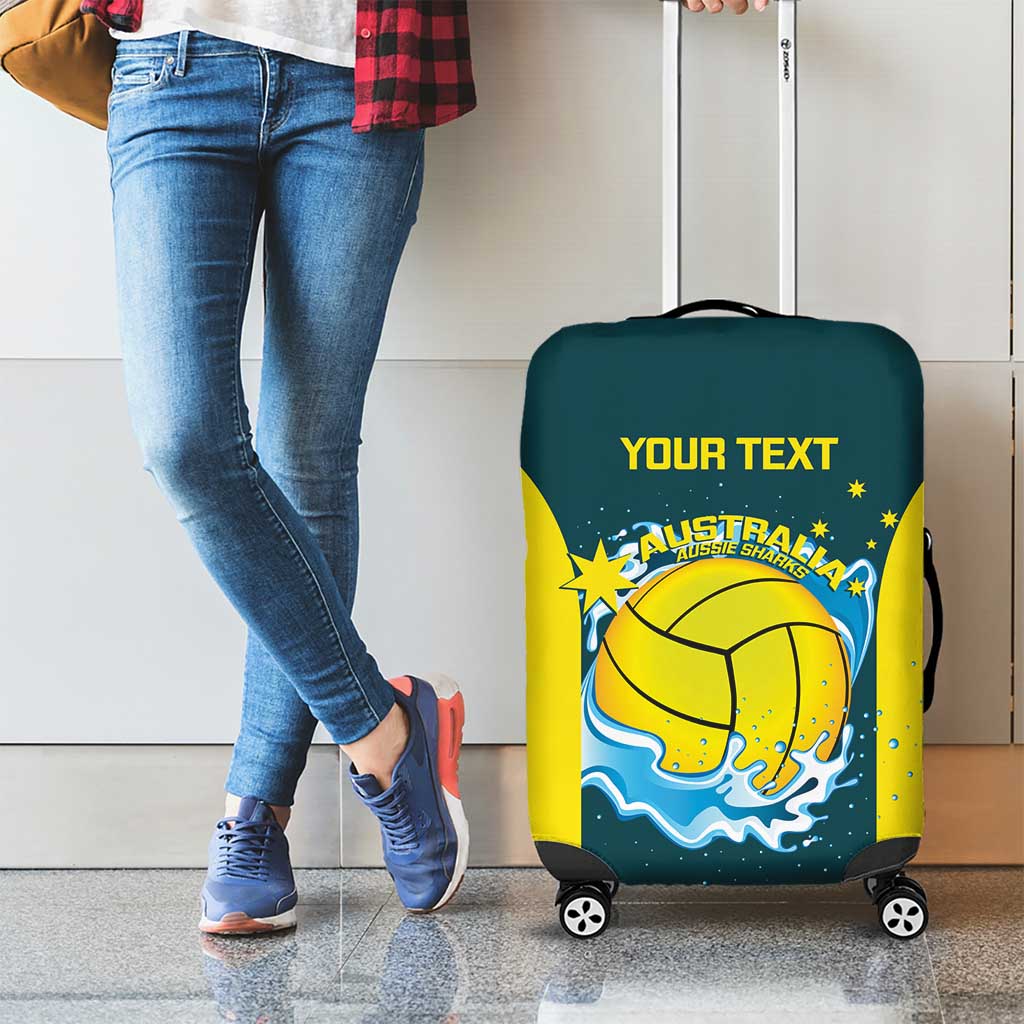 Custom Australia Water Polo 2024 Luggage Cover Aussie Shark National Color Version