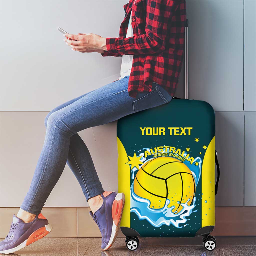 Custom Australia Water Polo 2024 Luggage Cover Aussie Shark National Color Version