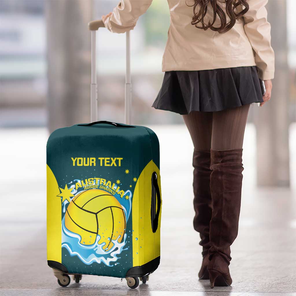 Custom Australia Water Polo 2024 Luggage Cover Aussie Shark National Color Version