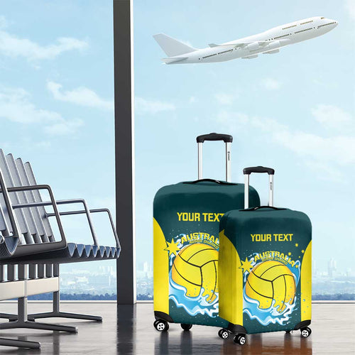 Custom Australia Water Polo 2024 Luggage Cover Aussie Shark National Color Version