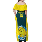 Custom Australia Water Polo 2024 Off Shoulder Maxi Dress Aussie Shark National Color Version