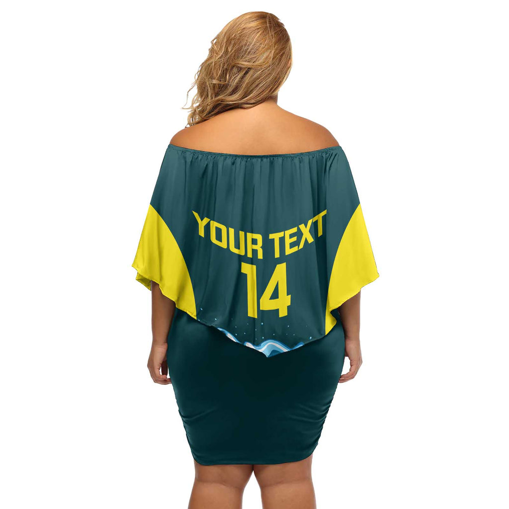 Custom Australia Water Polo 2024 Off Shoulder Short Dress Aussie Shark National Color Version