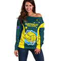 Custom Australia Water Polo 2024 Off Shoulder Sweater Aussie Shark National Color Version