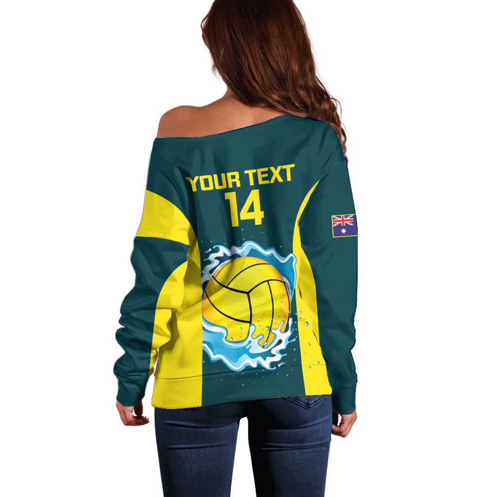 Custom Australia Water Polo 2024 Off Shoulder Sweater Aussie Shark National Color Version