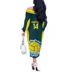 Custom Australia Water Polo 2024 Off The Shoulder Long Sleeve Dress Aussie Shark National Color Version