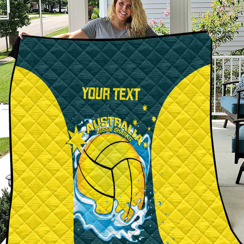 Custom Australia Water Polo 2024 Quilt Aussie Shark National Color Version