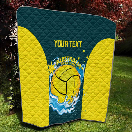 Custom Australia Water Polo 2024 Quilt Aussie Shark National Color Version