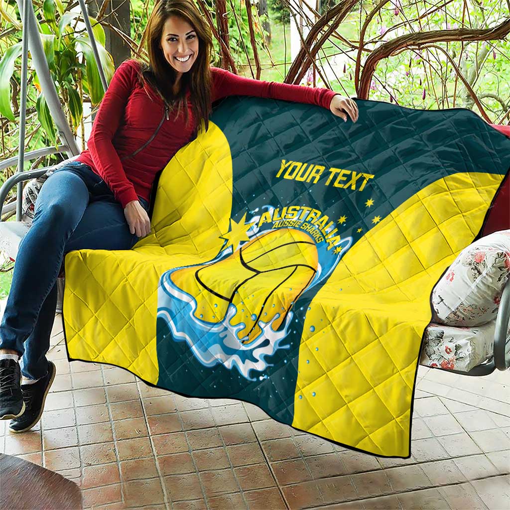 Custom Australia Water Polo 2024 Quilt Aussie Shark National Color Version