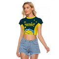 Custom Australia Water Polo 2024 Raglan Cropped T Shirt Aussie Shark National Color Version