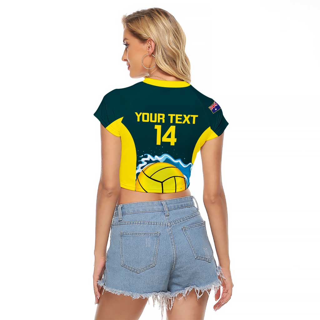 Custom Australia Water Polo 2024 Raglan Cropped T Shirt Aussie Shark National Color Version