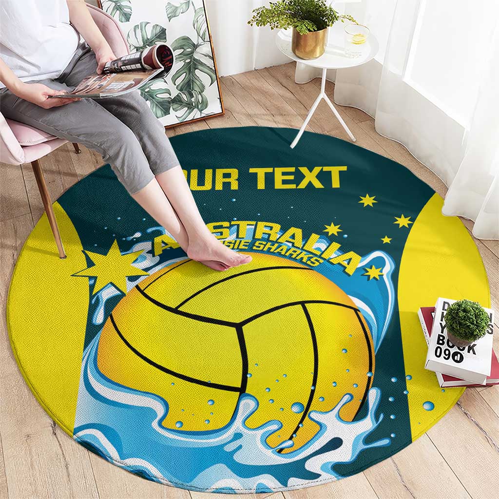 Custom Australia Water Polo 2024 Round Carpet Aussie Shark National Color Version