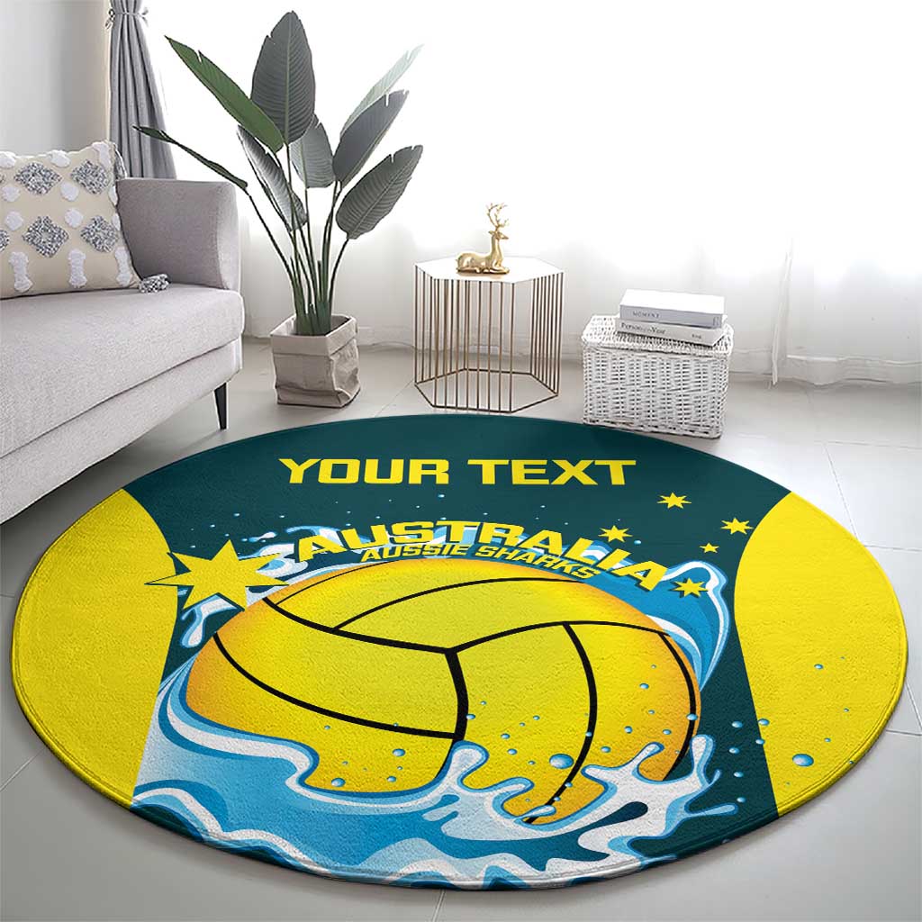 Custom Australia Water Polo 2024 Round Carpet Aussie Shark National Color Version