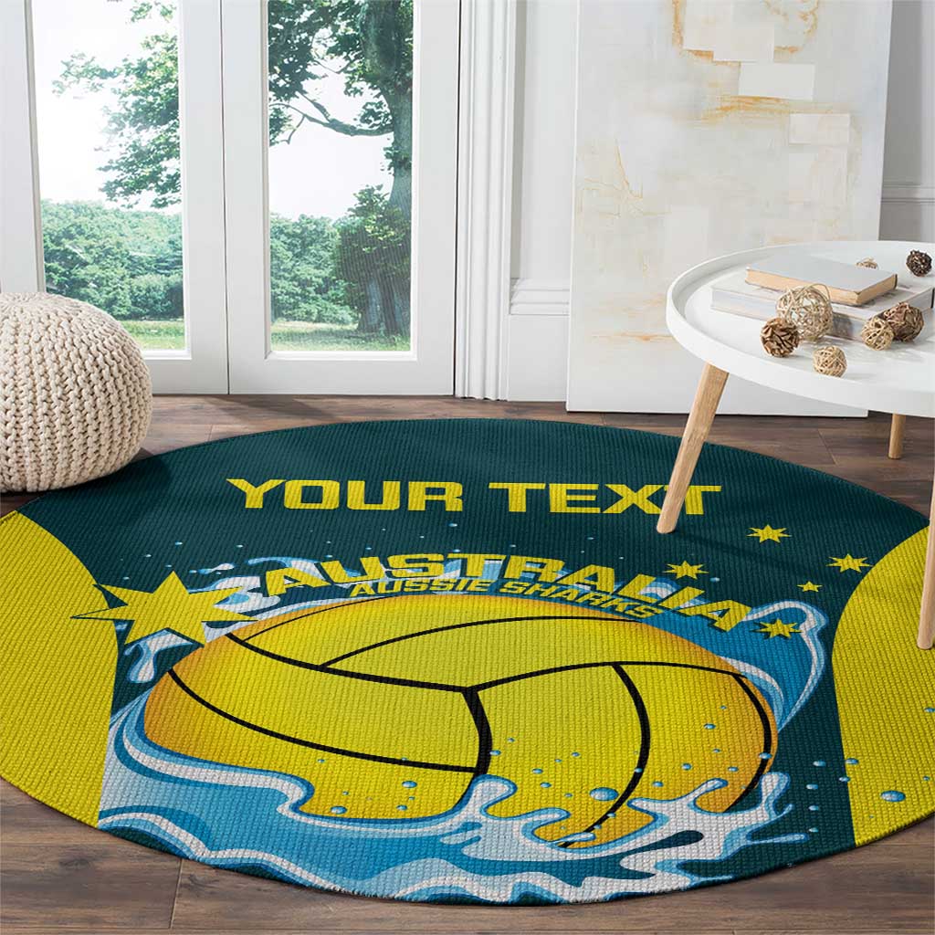 Custom Australia Water Polo 2024 Round Carpet Aussie Shark National Color Version