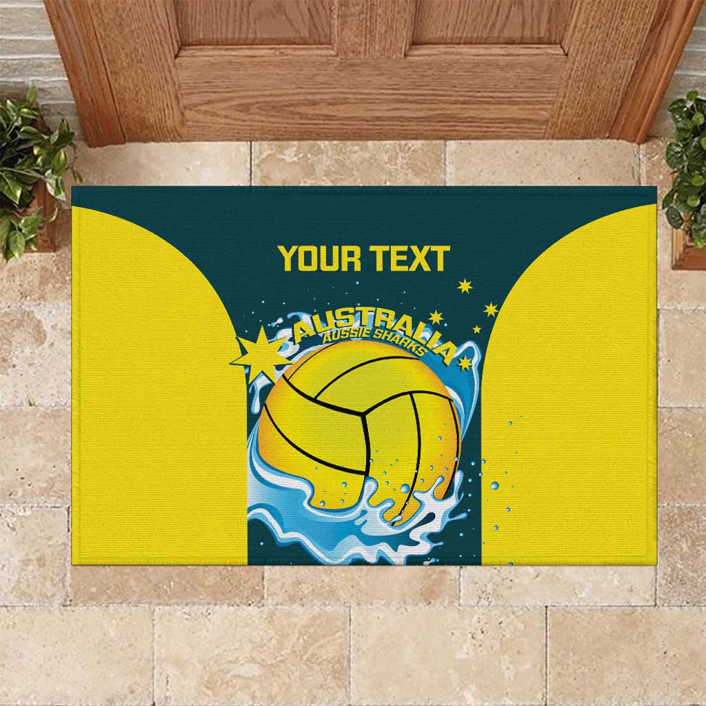 Custom Australia Water Polo 2024 Rubber Doormat Aussie Shark National Color Version