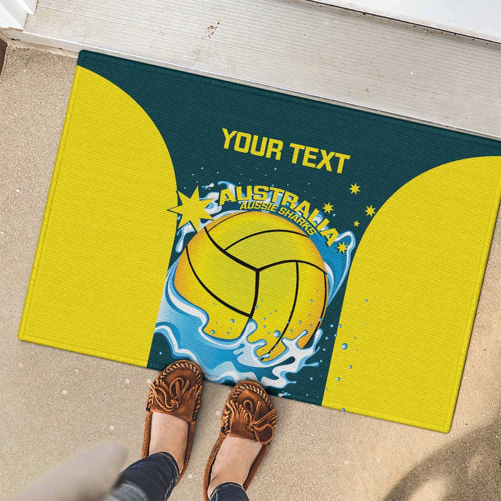 Custom Australia Water Polo 2024 Rubber Doormat Aussie Shark National Color Version