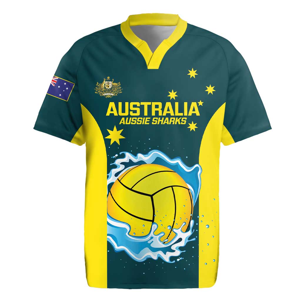 Custom Australia Water Polo 2024 Rugby Jersey Aussie Shark National Color Version