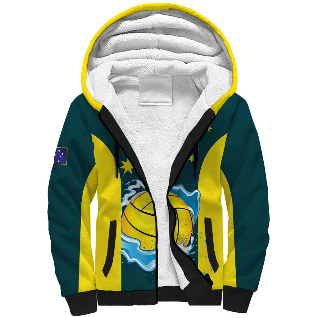 Custom Australia Water Polo 2024 Sherpa Hoodie Aussie Shark National Color Version
