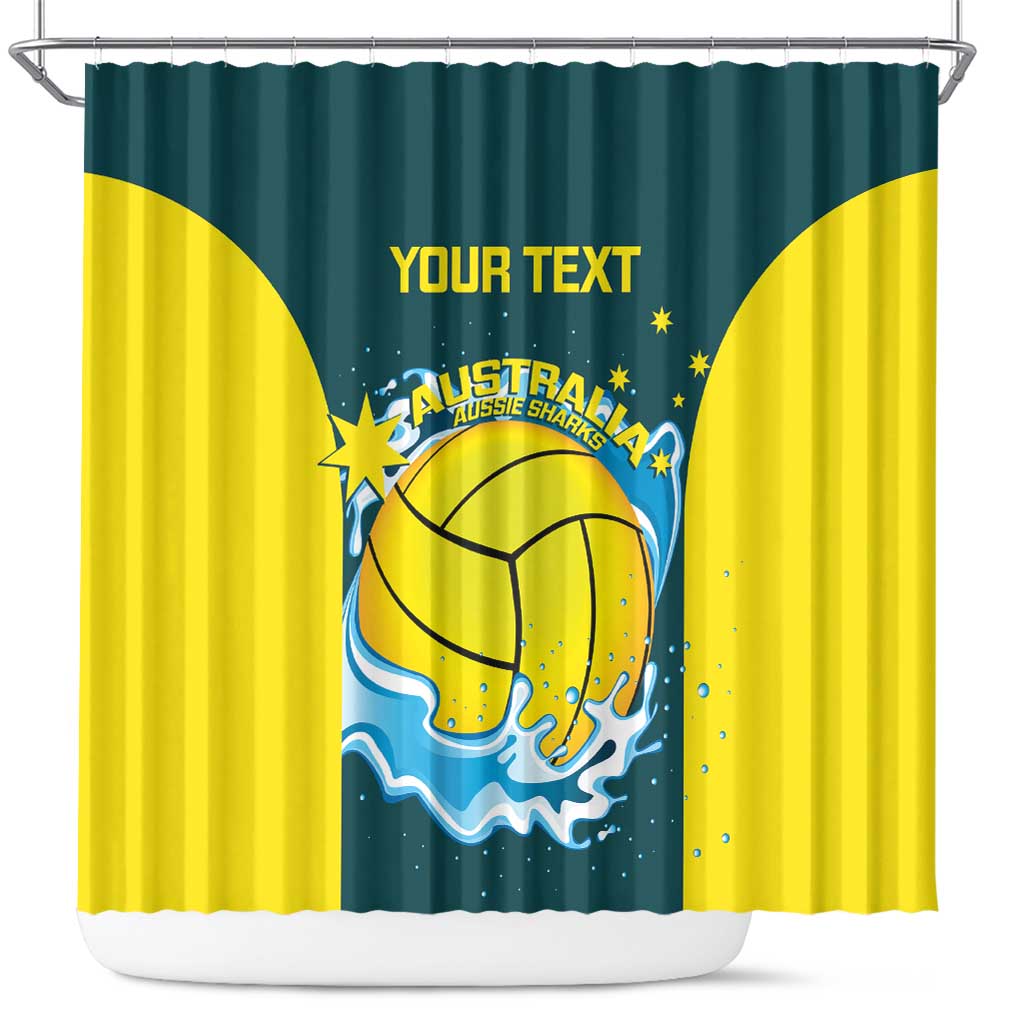 Custom Australia Water Polo 2024 Shower Curtain Aussie Shark National Color Version