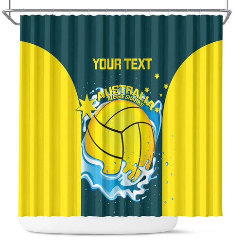 Custom Australia Water Polo 2024 Shower Curtain Aussie Shark National Color Version