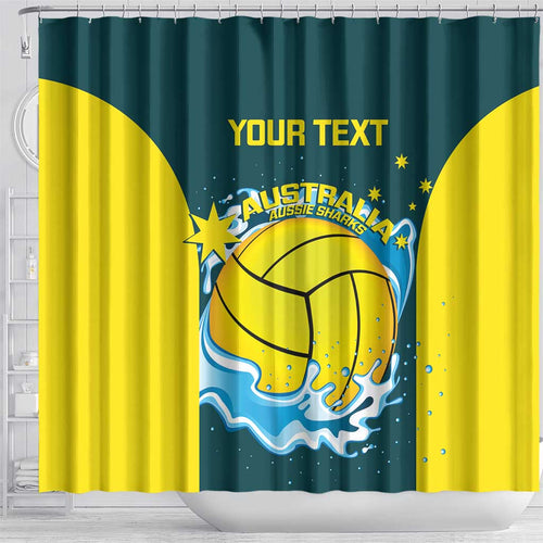 Custom Australia Water Polo 2024 Shower Curtain Aussie Shark National Color Version