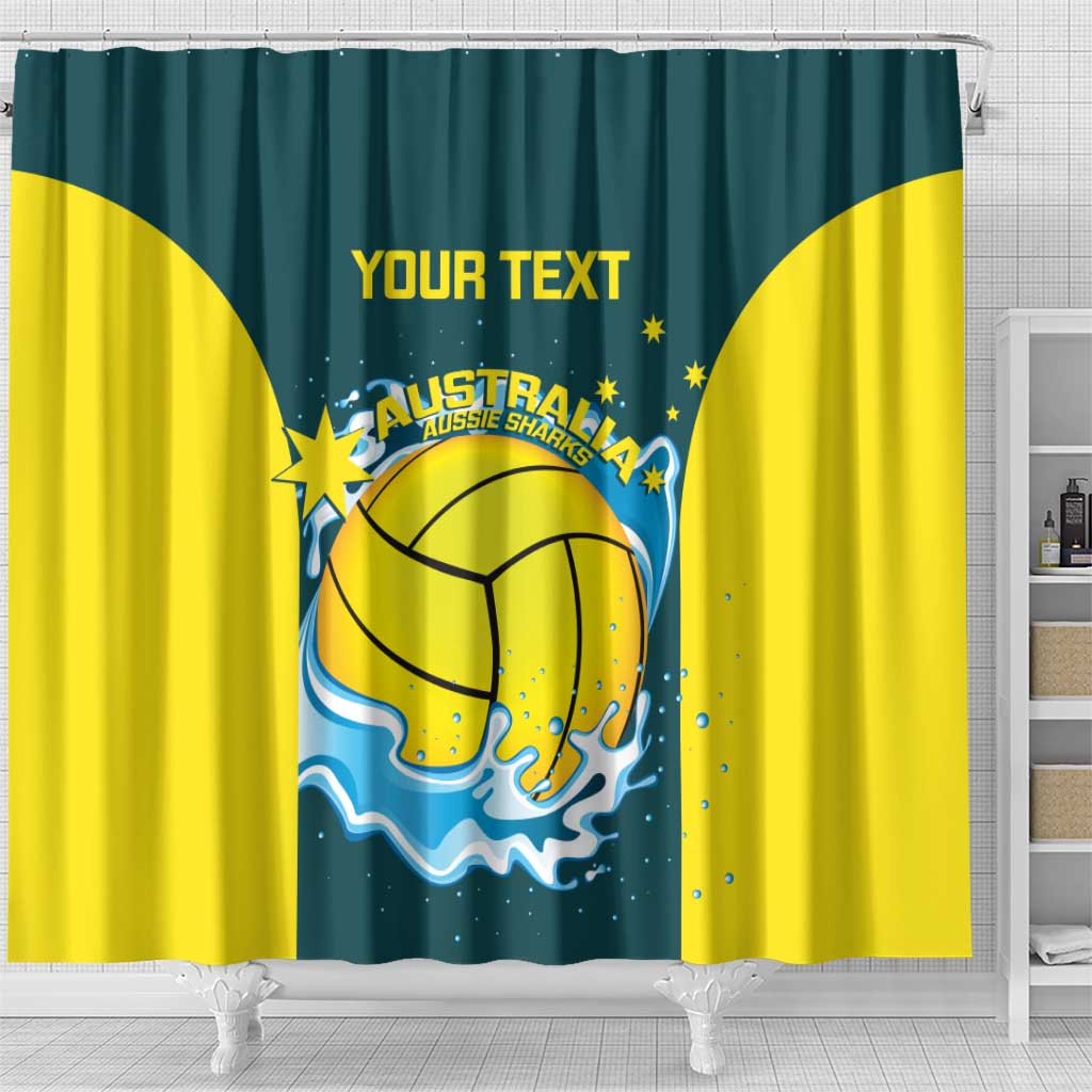 Custom Australia Water Polo 2024 Shower Curtain Aussie Shark National Color Version