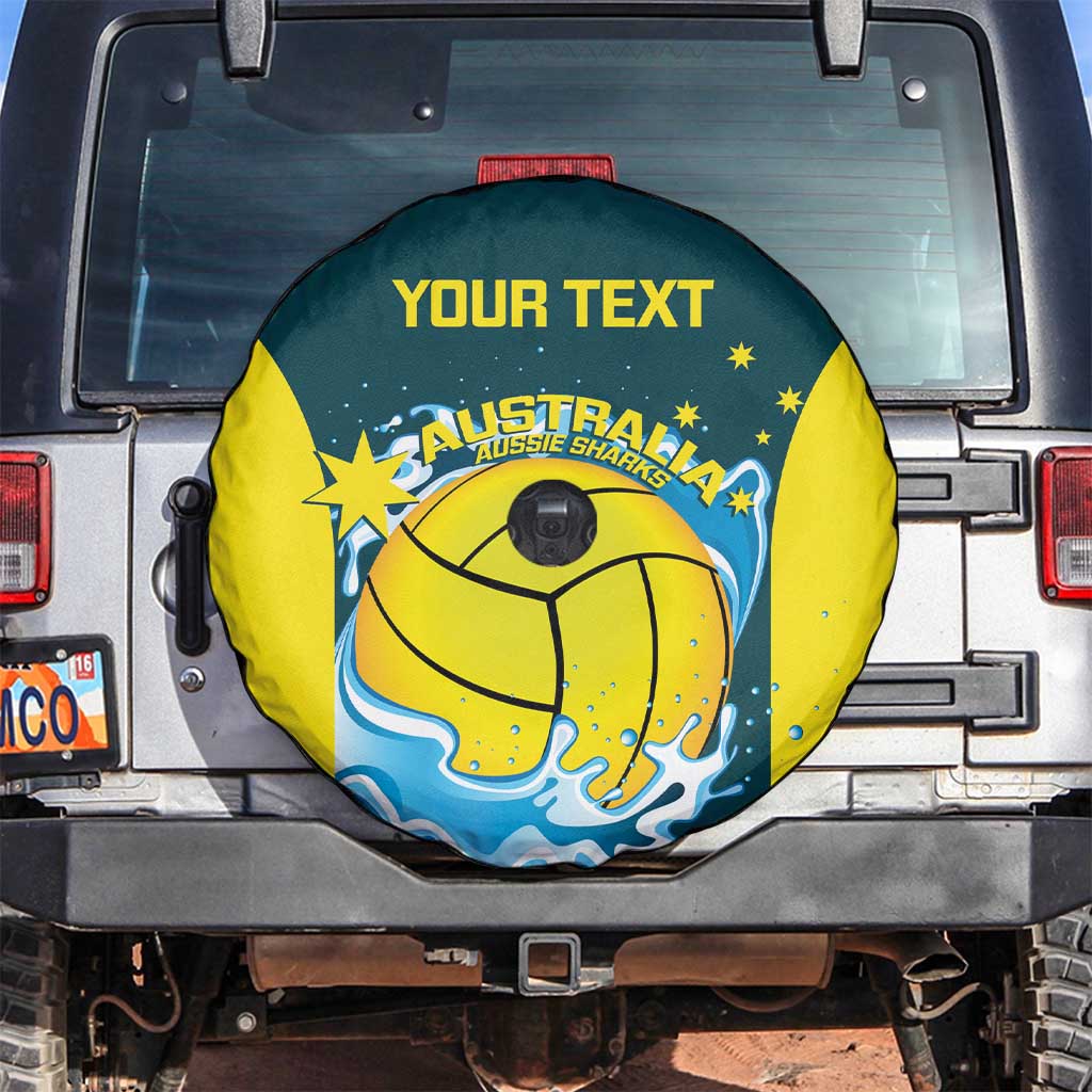 Custom Australia Water Polo 2024 Spare Tire Cover Aussie Shark National Color Version