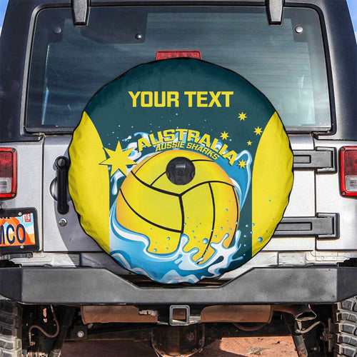 Custom Australia Water Polo 2024 Spare Tire Cover Aussie Shark National Color Version