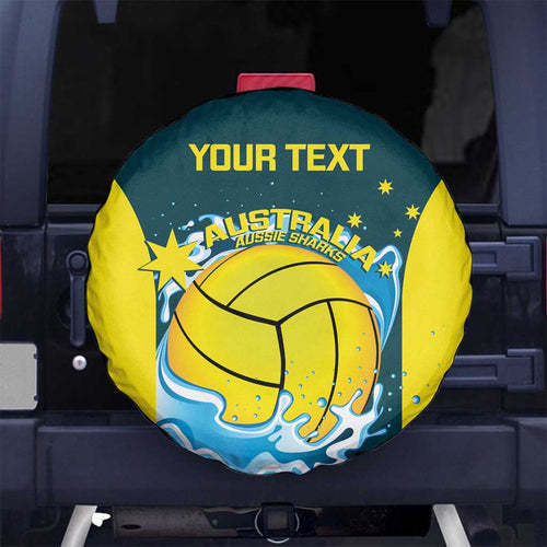 Custom Australia Water Polo 2024 Spare Tire Cover Aussie Shark National Color Version