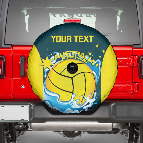 Custom Australia Water Polo 2024 Spare Tire Cover Aussie Shark National Color Version