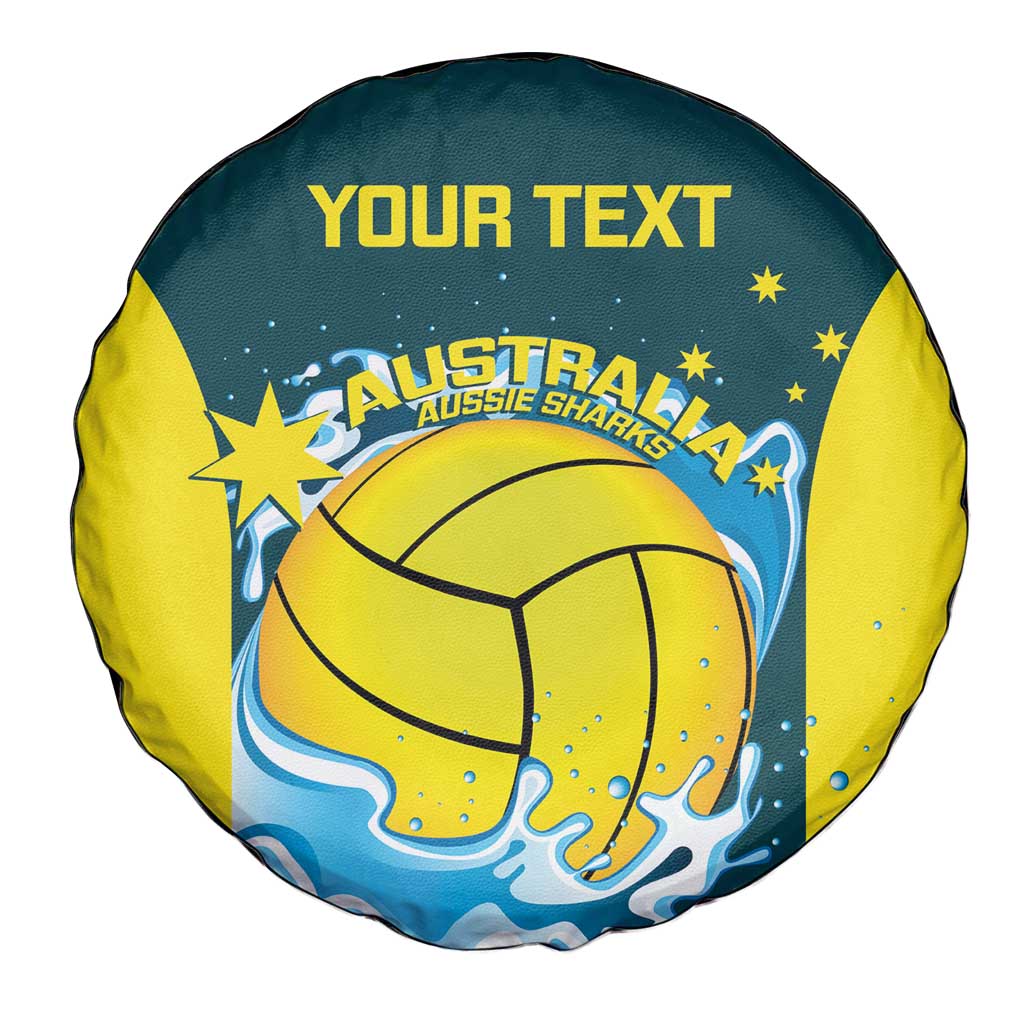 Custom Australia Water Polo 2024 Spare Tire Cover Aussie Shark National Color Version