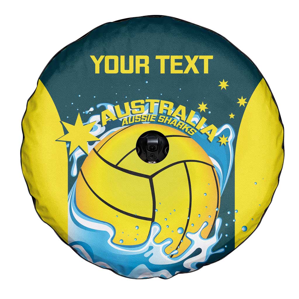 Custom Australia Water Polo 2024 Spare Tire Cover Aussie Shark National Color Version