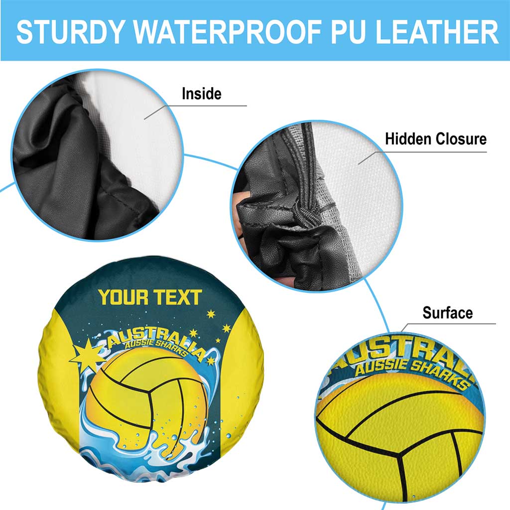 Custom Australia Water Polo 2024 Spare Tire Cover Aussie Shark National Color Version