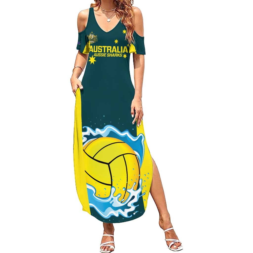 Custom Australia Water Polo 2024 Summer Maxi Dress Aussie Shark National Color Version