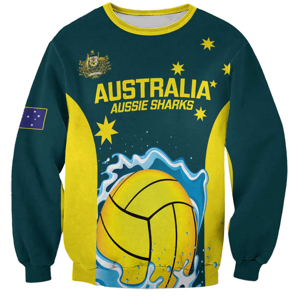 Custom Australia Water Polo 2024 Sweatshirt Aussie Shark National Color Version
