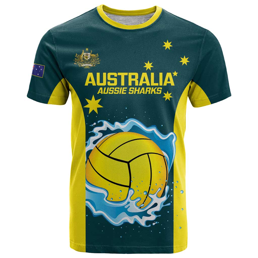 Custom Australia Water Polo 2024 T Shirt Aussie Shark National Color Version
