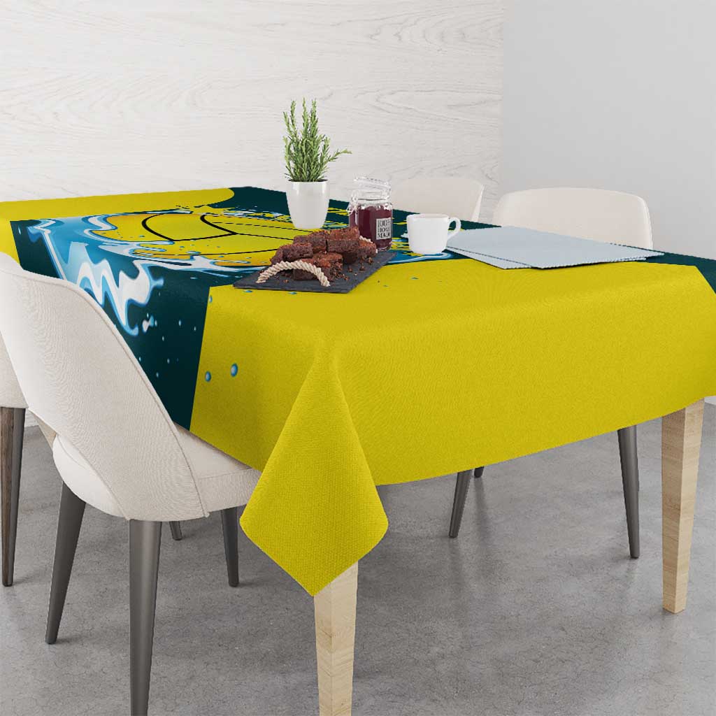 Custom Australia Water Polo 2024 Tablecloth Aussie Shark National Color Version